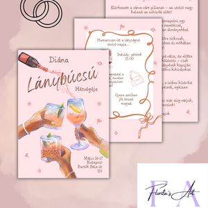 Bohém stílusú Lánybúcsú Meghívó a menyasszonynak I Digitális meghívó - Meska.hu