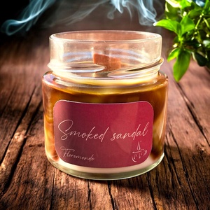 Smoked Sandal Szantálfa Illatú Tavaszi Szójagyertya, Otthon & Életmód, Gyertya, illat, aroma, Gyertya, Gyertya-, mécseskészítés, MESKA