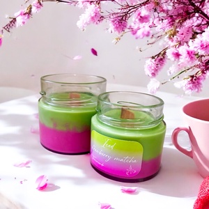 Iced Matcha Latte Eper Illatú Tavaszi Szójagyertya - otthon & életmód - gyertya, illat, aroma - gyertya - Meska.hu