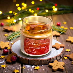 Golden Caramel Gingerbread Karamell - Mézeskalács Illatú Karácsonyi Szójagyertya - Meska.hu