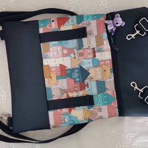 Színes házak, roll top hátizsák/hátitáska/női táska/city bag/ laptop hátizsák róza - táska & tok - hátizsák - roll top hátizsák - Meska.hu