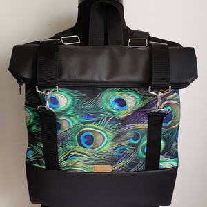Pávatoll mintás Roll top hátizsák/laptop hátizsák/laptop táska/city bag/hátizsák róza - Meska.hu