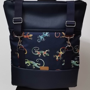 Roll top hátizsák/hátitáska/női táska/city bag/ laptop hátizsák/ színes gekkók róza - Meska.hu