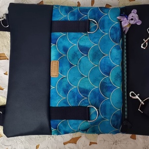 Hullám mintás, Roll top hátizsák/Hátitáska/Laptop hátizsák/Női táska/City bag/Hátizsák róza - táska & tok - laptoptáska, laptop hátizsák - Meska.hu