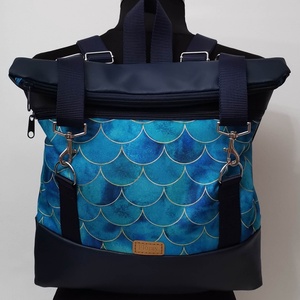Hullám mintás, Roll top hátizsák/Hátitáska/Laptop hátizsák/Női táska/City bag/Hátizsák róza - táska & tok - laptoptáska, laptop hátizsák - Meska.hu