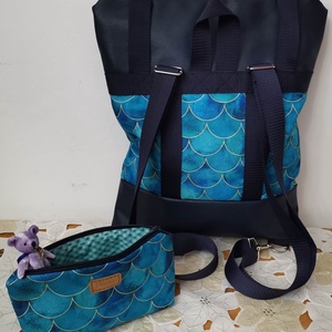 Hullám mintás, Roll top hátizsák/Hátitáska/Laptop hátizsák/Női táska/City bag/Hátizsák róza - táska & tok - laptoptáska, laptop hátizsák - Meska.hu