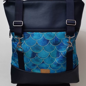 Hullám mintás, Roll top hátizsák/Hátitáska/Laptop hátizsák/Női táska/City bag/Hátizsák róza - Meska.hu