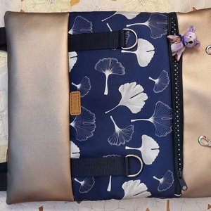 Ginkó mintás Roll top hátizsák/laptop hátizsák/laptop táska/city bag/hátizsák róza - táska & tok - hátizsák - roll top hátizsák - Meska.hu