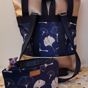 Ginkó mintás Roll top hátizsák/laptop hátizsák/laptop táska/city bag/hátizsák róza - táska & tok - hátizsák - roll top hátizsák - Meska.hu