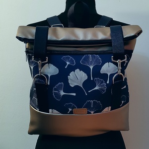 Ginkó mintás Roll top hátizsák/laptop hátizsák/laptop táska/city bag/hátizsák róza - táska & tok - hátizsák - roll top hátizsák - Meska.hu