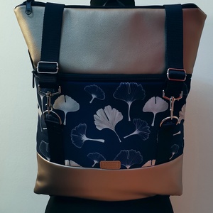 Ginkó mintás Roll top hátizsák/laptop hátizsák/laptop táska/city bag/hátizsák róza - Meska.hu