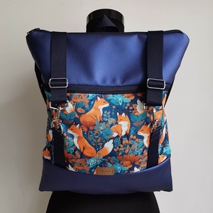 Róka mintás Roll top hátizsák/laptop hátizsák/laptop táska/city bag/hátizsák róza - Meska.hu