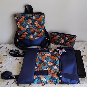 Róka mintás Roll top hátizsák/laptop hátizsák/laptop táska/city bag/hátizsák róza - táska & tok - laptoptáska, laptop hátizsák - Meska.hu