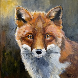 Vörös Róka - eredeti akril festmény 40x40 cm vásznon  - Meska.hu