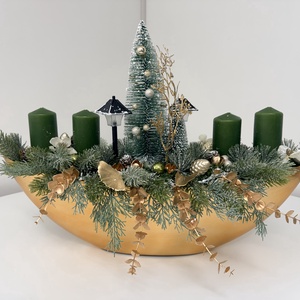 Adventi asztaldísz - arany kaspóban - karácsony - adventi díszek - adventi koszorú - Meska.hu