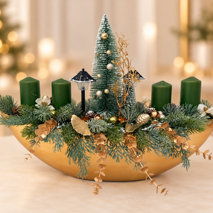Adventi asztaldísz - arany kaspóban - karácsony - adventi díszek - adventi koszorú - Meska.hu