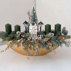 Adventi asztaldísz - arany kaspóban - karácsony - adventi díszek - adventi koszorú - Meska.hu