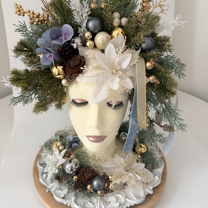 Frozen - elegáns karácsonyi fejkompozíció - karácsony - adventi díszek - adventi asztaldísz - Meska.hu