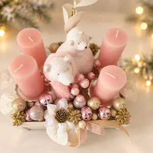 Jeges maci asztaldísz gyertyával - karácsony - adventi díszek - adventi gyertyadíszek és koszorúdíszek - Meska.hu
