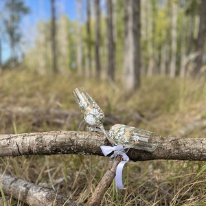 Boho Kézzel festett pezsgőspohár, greenery esküvői kiegészítő, egyedi ajándék - esküvő - dekoráció - tálalás - Meska.hu