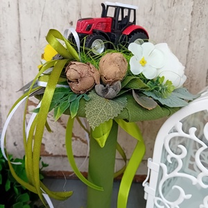 Ovis ballagási csokor traktorral - otthon & lakás - dekoráció - virágdísz és tartó - csokor & virágdísz - Meska.hu