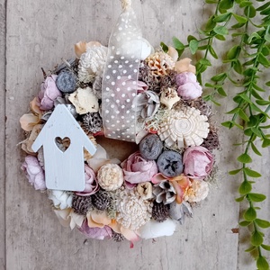 Mini tavaszi kopogtató, Otthon & Életmód, Dekoráció, Ajtó- és ablak dekoráció, Ajtódísz & Kopogtató, Virágkötés, MESKA