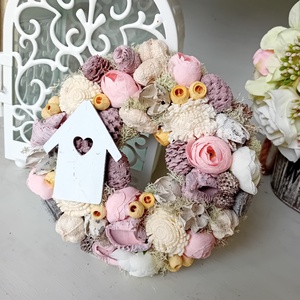 Mini tavaszi kopogtató, Otthon & Életmód, Dekoráció, Ajtó- és ablak dekoráció, Ajtódísz & Kopogtató, Virágkötés, MESKA