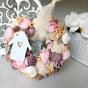 Mini tavaszi kopogtató, Otthon & Életmód, Dekoráció, Ajtó- és ablak dekoráció, Ajtódísz & Kopogtató, Virágkötés, MESKA