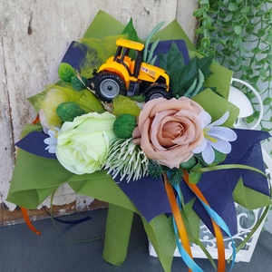 Ovis ballagási csokor - traktor - otthon & életmód - virágdekoráció - virágok - virágcsokor - Meska.hu