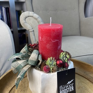 Karácsonyi asztaldísz bézs kerámia kaspóban - karácsony - karácsonyi lakásdekoráció - ünnepi asztaldekoráció - Meska.hu