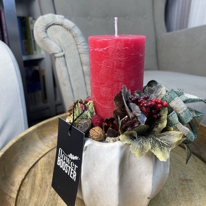 Karácsonyi asztaldísz bézs kerámia kaspóban - karácsony - karácsonyi lakásdekoráció - ünnepi asztaldekoráció - Meska.hu