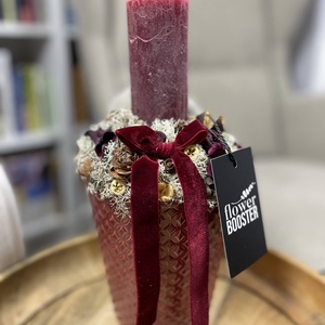 Karácsonyi asztaldísz bordó kaspóban - karácsony - adventi díszek - adventi asztaldísz - Meska.hu