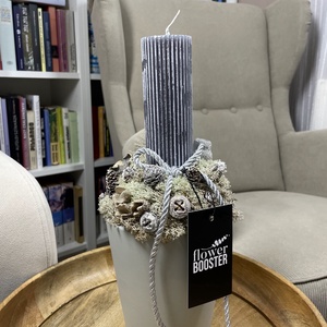 Karácsonyi asztaldísz szürke kaspóban - karácsony - adventi díszek - adventi asztaldísz - Meska.hu