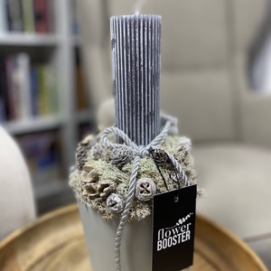 Karácsonyi asztaldísz szürke kaspóban - karácsony - adventi díszek - adventi asztaldísz - Meska.hu