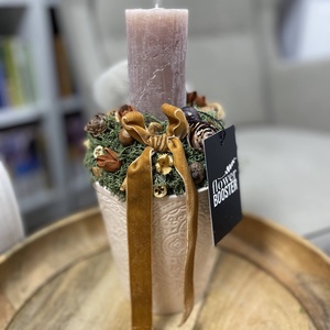 Karácsonyi asztaldísz bézs kaspóban - Meska.hu