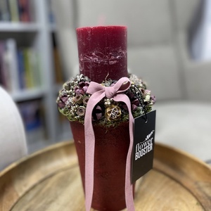 Karácsonyi asztaldísz bordó cserépben - Meska.hu