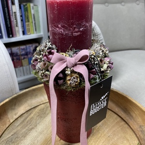 Karácsonyi asztaldísz bordó cserépben - karácsony - adventi díszek - adventi asztaldísz - Meska.hu