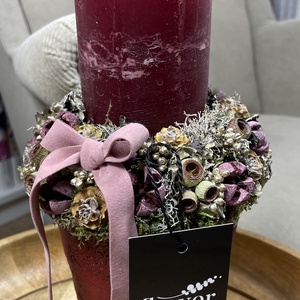 Karácsonyi asztaldísz bordó cserépben - karácsony - adventi díszek - adventi asztaldísz - Meska.hu