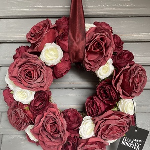 Tavaszi ajtódísz bordó rózsákkal - otthon & életmód - dekoráció - ajtó- és ablak dekoráció - ajtódísz & kopogtató - Meska.hu