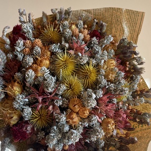 Szárazvirág csokor sárgás és natúr színekben - otthon & életmód - virágdekoráció - virágok - virágcsokor - Meska.hu