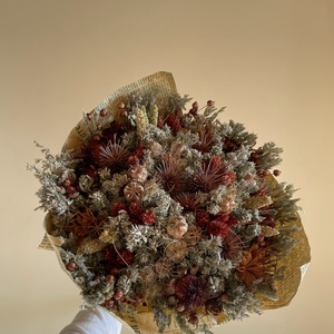 Szárazvirág csokor bordó és natúr színekben - otthon & életmód - virágdekoráció - virágok - virágcsokor - Meska.hu