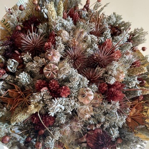 Szárazvirág csokor bordó és natúr színekben - otthon & életmód - virágdekoráció - virágok - virágcsokor - Meska.hu