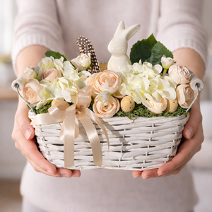 Húsvéti asztaldísz fonott kosárban - Meska.hu