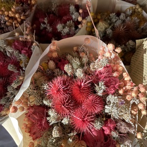 Szárazvirág csokor natúr és rózsaszínes színekkel - otthon & életmód - virágdekoráció - virágok - virágcsokor - Meska.hu