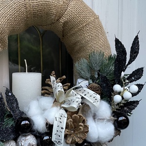 Télies ajtókopogtató natúr színekben - karácsony - karácsonyi lakásdekoráció - karácsonyi ajtódíszek - Meska.hu