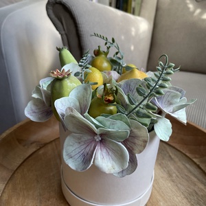 Nyári citromos asztalidísz papír boxban, Otthon & Életmód, Virágdekoráció, Virágok, Virágbox, Virágkötés, MESKA