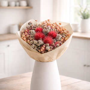 Szárazvirág csokor natúr és rózsaszínes színekkel - Meska.hu