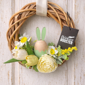 Húsvéti ajtódísz háncs koszorún fa nyuszival, Ünnepi díszek, dekorációk, Húsvéti díszek és dekorációk, Húsvéti ajtódísz, kopogtató, Virágkötés, MESKA