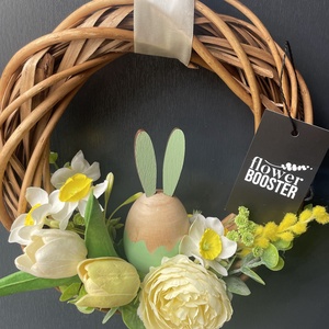 Húsvéti ajtódísz háncs koszorún fa nyuszival - ünnepi díszek, dekorációk - húsvéti díszek és dekorációk - húsvéti ajtódísz, kopogtató - Meska.hu