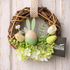 Húsvéti ajtódísz barna háncs koszorún fa nyuszival, Ünnepi díszek, dekorációk, Húsvéti díszek és dekorációk, Húsvéti ajtódísz, kopogtató, Virágkötés, MESKA